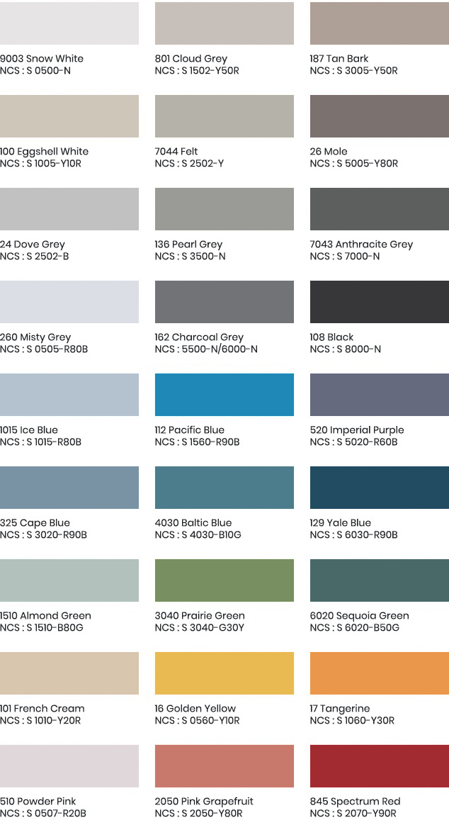 Acrovyn leuningen kleuren