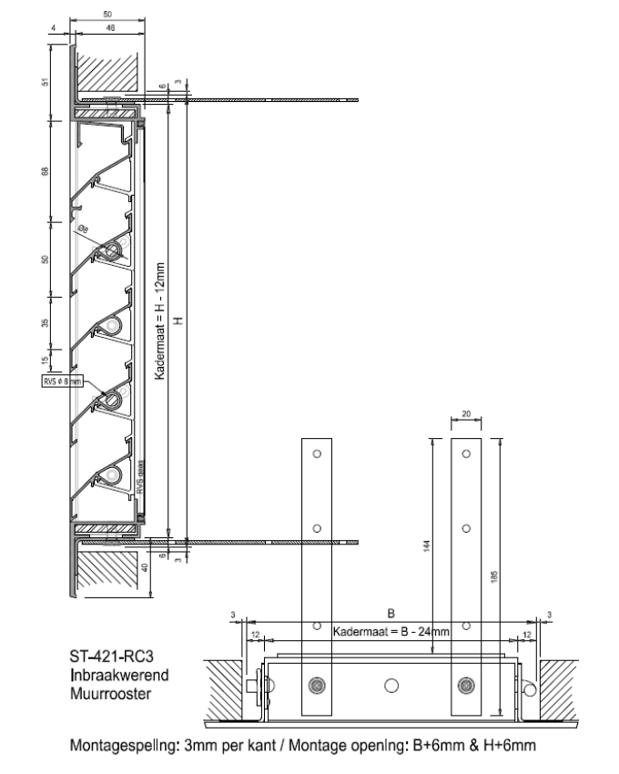 inbraakwerend ventilatierooster