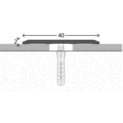 Plat aluminium overgangsprofiel 40 mm.