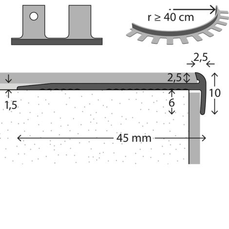 buigbaar trapprofiel 2.5 mm bekledingen