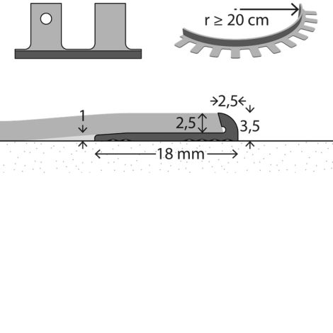 buigbaar eindprofiel 2.5 mm
